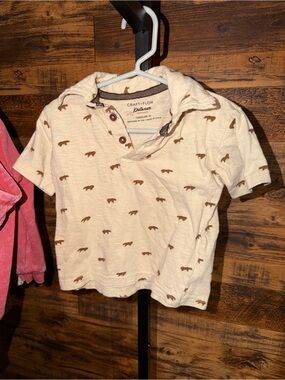 Craft & Flow Cream Short-Sleeve Toddler Polo with Bear Print